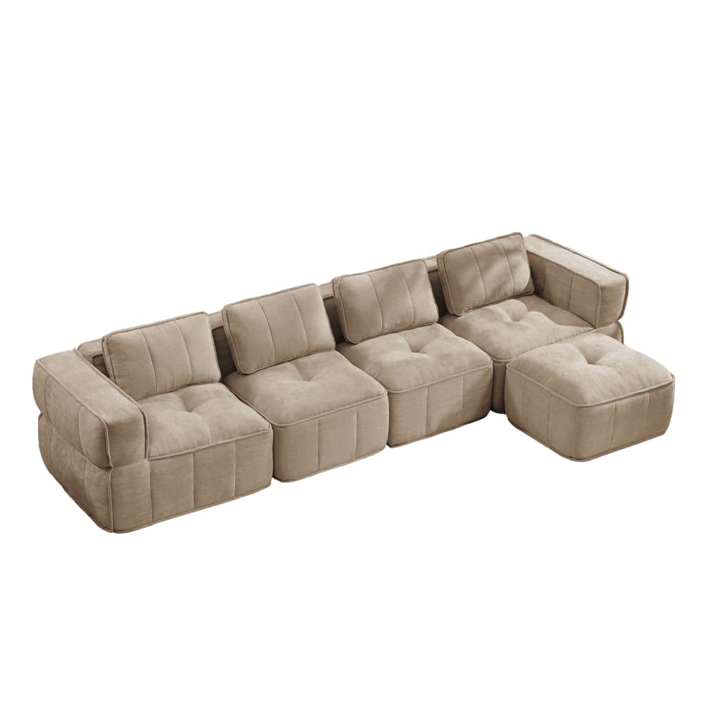 wohnli-moebel-suche-M26190610 Wohnli Möbelsuche - Modulares Sofa ohne Gestell aus Polyester sand mit Hocker