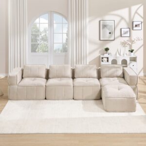 Modulares Sofa aus Polyester beige 344x67x162cm PES - Polyester Beige Hauss Spole Sofas und Sessel Sofas Modulare Sofas
