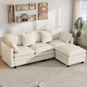 wohnli-moebel-suche-M26190628-1 Ecksofa aus Chenille beige mit Chaiselongue 212x90x150cm Stoff Beige Hauss Spole Sofas und Sessel Sofas Modulare Sofas