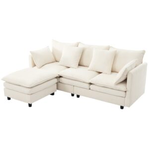 Wohnli Möbelsuche - Ecksofa aus Chenille beige mit Chaiselongue