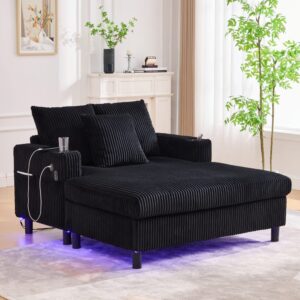 wohnli-moebel-suche-M26190629-1 Relaxsessel aus Cordstoff schwarz 142x85x128cm PES - Polyester Schwarz Hauss Spole Sofas und Sessel Sessel, Poufs und Fußbänke Sessel