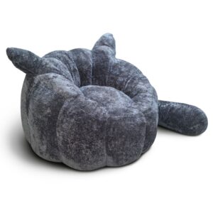 Wohnli Möbelsuche - Fuchs Sitzsack-Sessel aus Flanell grau mit Ohren und Schwanz