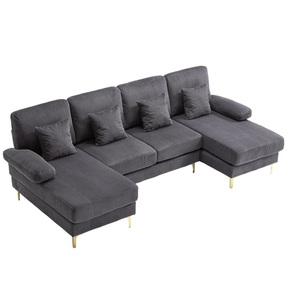 wohnli-moebel-suche-M26190667 Wohnli Möbelsuche - U-Form-Sofa aus Samt grau mit LED und USB-Anschluss