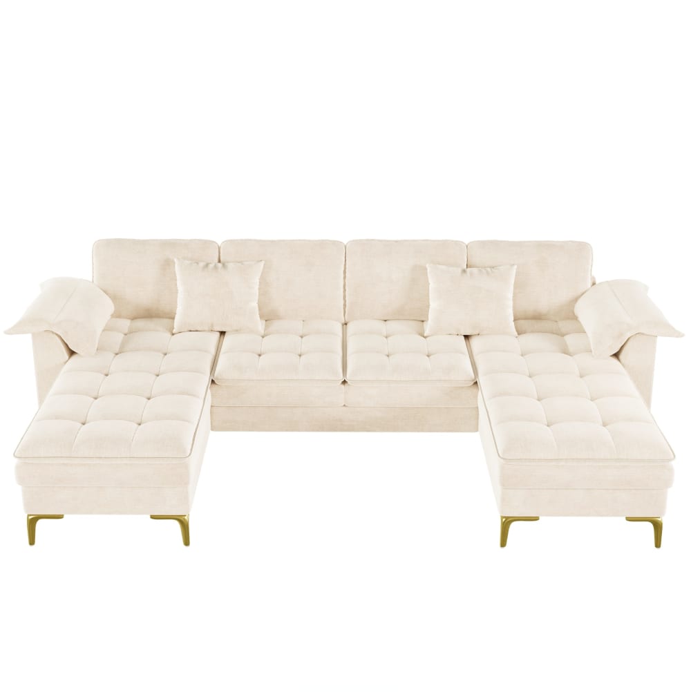 wohnli-moebel-suche-M26190677 Wohnli Möbelsuche - U-Sofa 4-Sitzer aus Chenille beige mit Kissen
