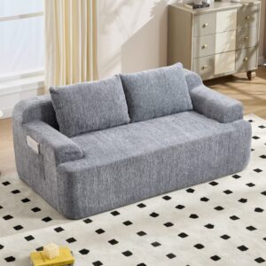 wohnli-moebel-suche-M26190691-1 Modulares Sofa 2-Sitzer aus grauem Stoff mit Kissen 170x65x90cm PES - Polyester Grau Hauss Spole Sofas und Sessel Sofas Modulare Sofas
