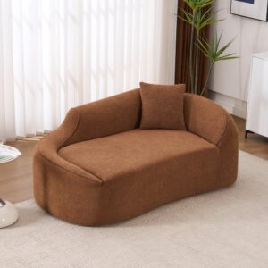 Sofa aus Chenille karamell mit tiefem Sitz und Kissen 155x96x65 cm 155x65x96cm Stoff Braun Hauss Spole Sofas und Sessel Sofas Modulare Sofas