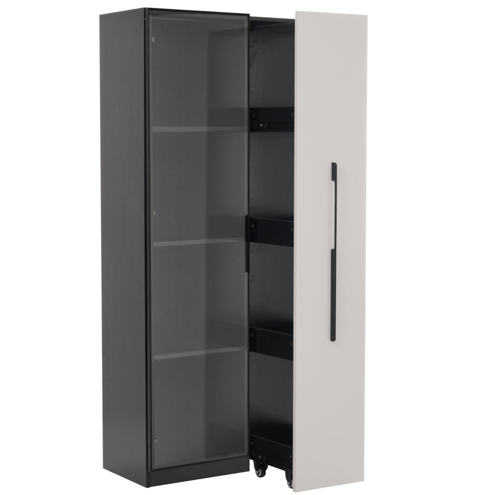 Wohnli Möbelsuche - Vitrinenschrank mit LED und Seitenauszug