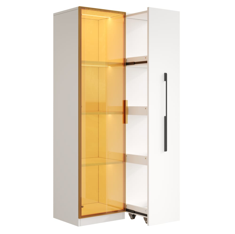Wohnli Möbelsuche - Vitrinenschrank mit LED und Seitenauszug