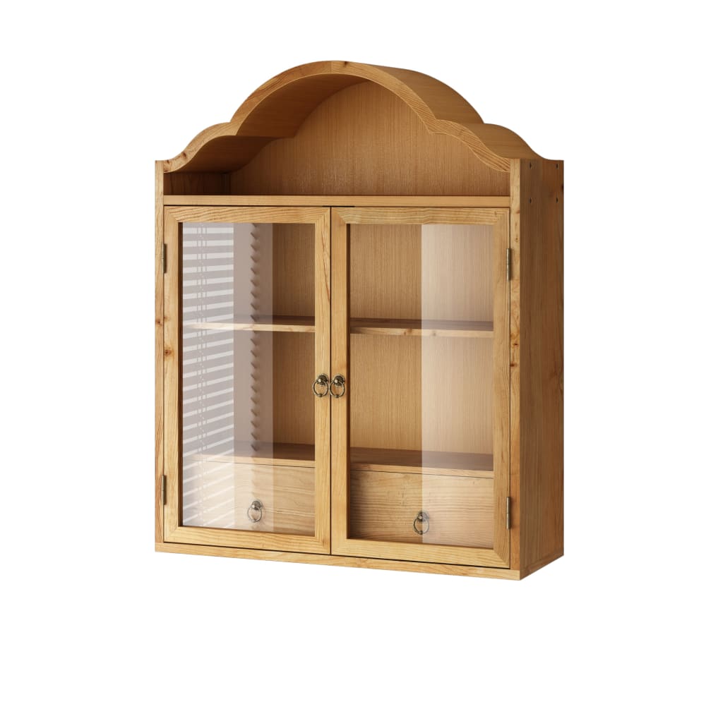 Wohnli Möbelsuche - Wandschrank Natur mit Schubladen und Glas
