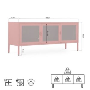 wohnli-moebel-suche-M26191230-1 TV-Möbel Industriell Metall & Glas Terracotta 130 cm 40x55x130cm PES - Polyester Braun SICAAN Möbel Wohnzimmermöbel TV-Möbel