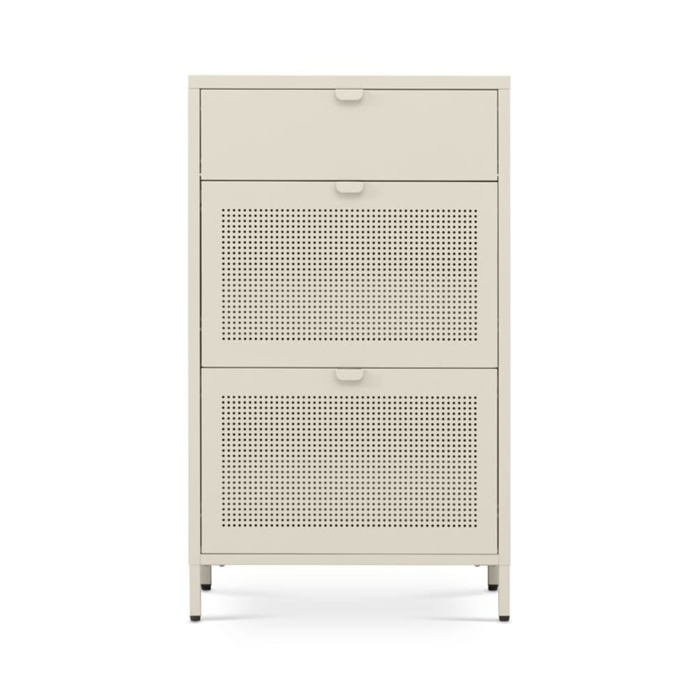 wohnli-moebel-suche-M26191243 Wohnli Möbelsuche - Schuhschrank Industriell Metall Beige 2 Fächer 1 Niche