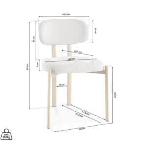 4-er-Set Stühle Skandinavisch Chenille-Stoff Beige Eichenoptik 44x82x47cm PES - Polyester Beige SICAAN Möbel Esszimmermöbel Stühle