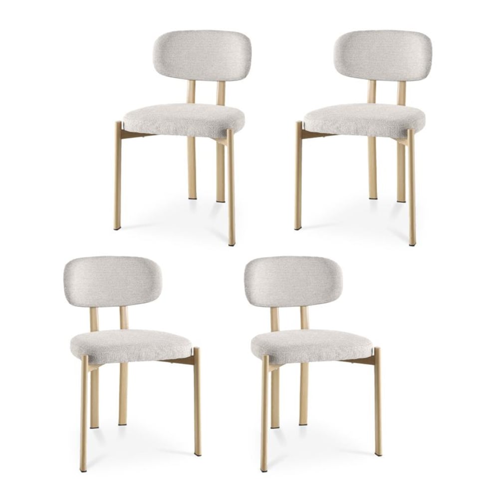 wohnli-moebel-suche-M26191248 Wohnli Möbelsuche - 4-er-Set Stühle Skandinavisch Chenille-Stoff Beige Eichenoptik