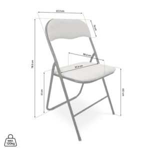 wohnli-moebel-suche-M26191250-1 6-er-Set Klappstühle Gepolstert Stoff Metall Grau Schwarz 46x78x44cm PES - Polyester Grau SICAAN Möbel Esszimmermöbel Stühle