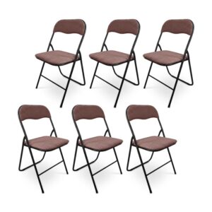 wohnli-moebel-suche-M26191253 Wohnli Möbelsuche - 6er-Set Klappstühle Gepolstert Stoff Braun