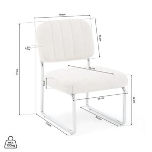 wohnli-moebel-suche-M26191256-1 Sessel Gepolstert Chenille-Stoff Beige Verchromte Beine 70x77x56cm PES - Polyester Beige SICAAN Sofas und Sessel Sessel, Poufs und Fußbänke Sessel