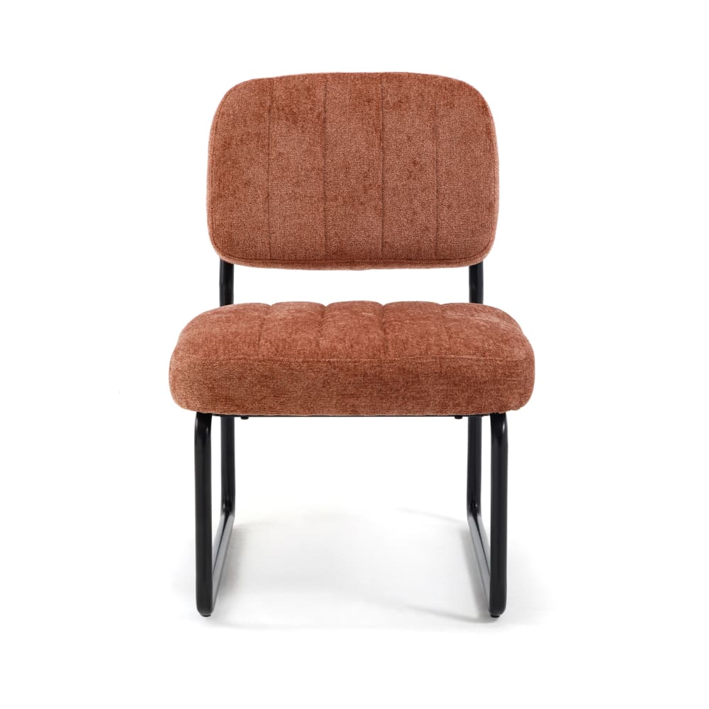 Wohnli Möbelsuche - Sessel Gepolstert Chenille Metall Terracotta Schwarz