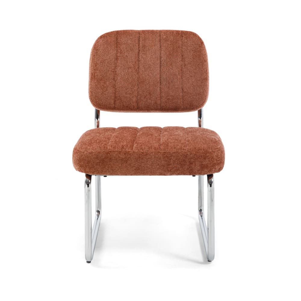 Wohnli Möbelsuche - Sessel Gepolstert Chenille Terracotta Verchromte Beine