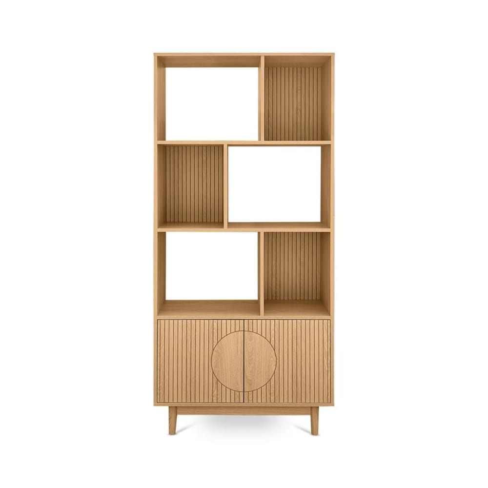 wohnli-moebel-suche-M26191264 Wohnli Möbelsuche - Bücherregal Eichenoptik H.180cm 2 Türen 6 Fächer