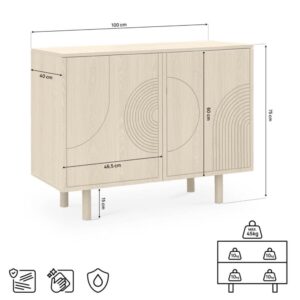 wohnli-moebel-suche-M26191266-1 Sideboard Skandinavisch Eichenoptik 100 cm 2 Türen 40x77x100cm PES - Polyester Braun SICAAN Möbel Esszimmermöbel Sideboards, Highboards & niedrige Anrichten