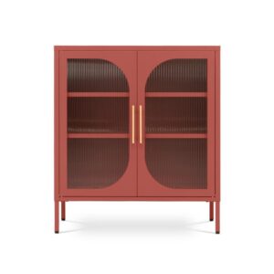 wohnli-moebel-suche-M26191268 Wohnli Möbelsuche - Anrichte 2-türig Riffelglas Metall Terrakotta 80 cm