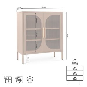 wohnli-moebel-suche-M26191269-1 Sideboard Industriell Metall Braun Riffelglas 80 cm 35x90x80cm PES - Polyester Braun SICAAN Möbel Esszimmermöbel Sideboards, Highboards & niedrige Anrichten