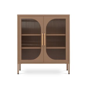 wohnli-moebel-suche-M26191269 Wohnli Möbelsuche - Sideboard Industriell Metall Braun Riffelglas 80 cm