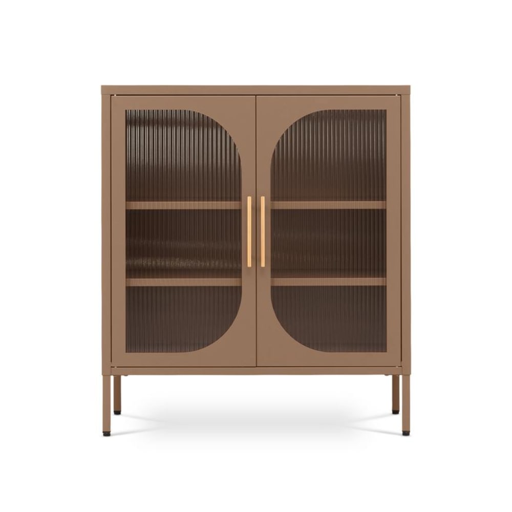 Wohnli Möbelsuche - Sideboard Industriell Metall Braun Riffelglas 80 cm