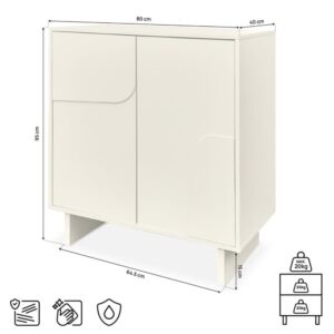 wohnli-moebel-suche-M26191271-1 Sideboard Melaminbeschichtet Beige 80 cm 2 Türen 40x95x80cm PES - Polyester Beige SICAAN Möbel Esszimmermöbel Sideboards, Highboards & niedrige Anrichten