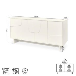 Sideboard Melaminbeschichtet Beige 160 cm 4 Türen 40x78x160cm PES - Polyester Beige SICAAN Möbel Esszimmermöbel Sideboards, Highboards & niedrige Anrichten