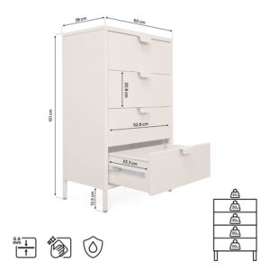 Kommode Industriell Metall Beige B.60cm 4 Schubladen 38x101x60cm PES - Polyester Beige SICAAN Möbel Wohnzimmermöbel Regale