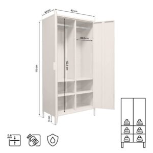Schrank Industriell Metall Beige H.170cm 45x170x80cm PES - Polyester Beige SICAAN Möbel Wohnzimmermöbel Regale