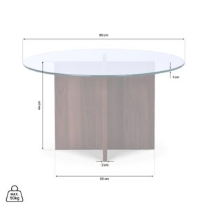 Couchtisch Modern Klarglas Nussbaum 80x45x80cm Spanplatte Braun SICAAN Möbel Wohnzimmermöbel Couchtische