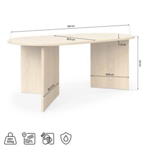 Couchtisch Skandinavisch 100x45x60 cm Eicheoptik 60x45x100cm Spanplatte Braun SICAAN Möbel Wohnzimmermöbel Couchtische