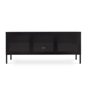 wohnli-moebel-suche-M26191309 Wohnli Möbelsuche - Lowboard Industrial Metall Schwarz 130 cm mit 3 Türen und Glas