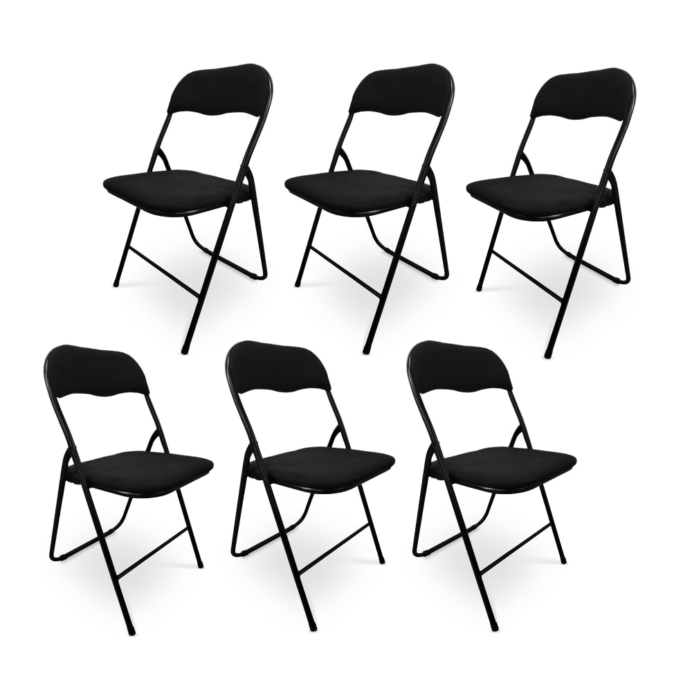 wohnli-moebel-suche-M26191311 Wohnli Möbelsuche - 6er-Set Klappstühle Gepolstert Stoff Metall Schwarz