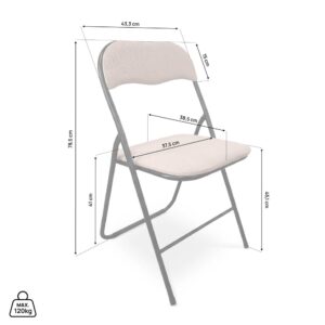 wohnli-moebel-suche-M26191316-1 6er-Set Klappstühle Gepolstert Stoff Beige Schwarz Metall 46x78x44cm PES - Polyester Beige SICAAN Möbel Esszimmermöbel Stühle