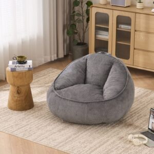 wohnli-moebel-suche-M26192333-1 Sitzsack aus Cord grau mit ergonomischer Rückenstütze 90x59x90cm PES - Polyester Grau Hauss Spole Sofas und Sessel Sessel, Poufs und Fußbänke Sessel