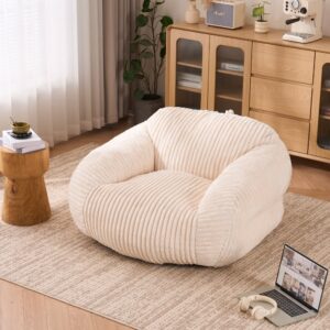 wohnli-moebel-suche-M26192334-1 Sitzsack aus Cord mit Rückenlehne beige 116x61x110cm PES - Polyester Beige Hauss Spole Sofas und Sessel Sessel, Poufs und Fußbänke Sessel