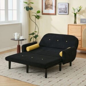 wohnli-moebel-suche-M26192339-1 Schlafsofa aus Cordstoff mit Rückenlehne schwarz 134x85x77cm PES - Polyester Schwarz Hauss Spole Sofas und Sessel Sofas 2-Sitzer-Sofas & 3-Sitzer-Sofas