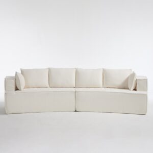 wohnli-moebel-suche-M26192341-1 Modulares Sofa aus Samt Weiß mit tiefer Sitzfläche 302x65x115cm Samt Weiß Hauss Spole Sofas und Sessel Sofas 2-Sitzer-Sofas & 3-Sitzer-Sofas