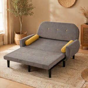 wohnli-moebel-suche-M26192342-1 Schlafsofa aus Cordstoff mit verstellbarer Rückenlehne grau 134x85x77cm PES - Polyester Grau Hauss Spole Sofas und Sessel Sofas 2-Sitzer-Sofas & 3-Sitzer-Sofas
