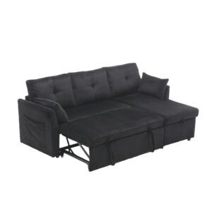Wohnli Möbelsuche - Schlafsofa aus Cord schwarz mit Stauraum