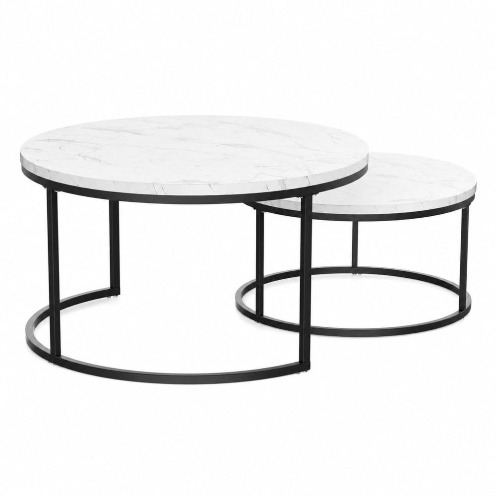 wohnli-moebel-suche-M26192348 Wohnli Möbelsuche - Couchtisch Set 2er Rund weiß und schwarz