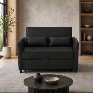 wohnli-moebel-suche-M26192352-1 Schlafsofa aus Polyuréthane Antikschwarz 122x82x83cm PVC - Polyvinlychlorid Schwarz Hauss Spole Sofas und Sessel Sofas Klappsofa