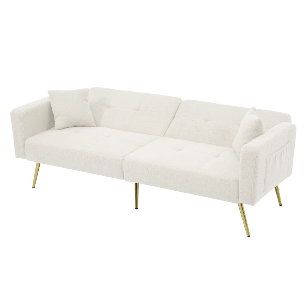 wohnli-moebel-suche-M26192445 Wohnli Möbelsuche - Schlafsofa aus Sherpa weiß mit Seitentaschen