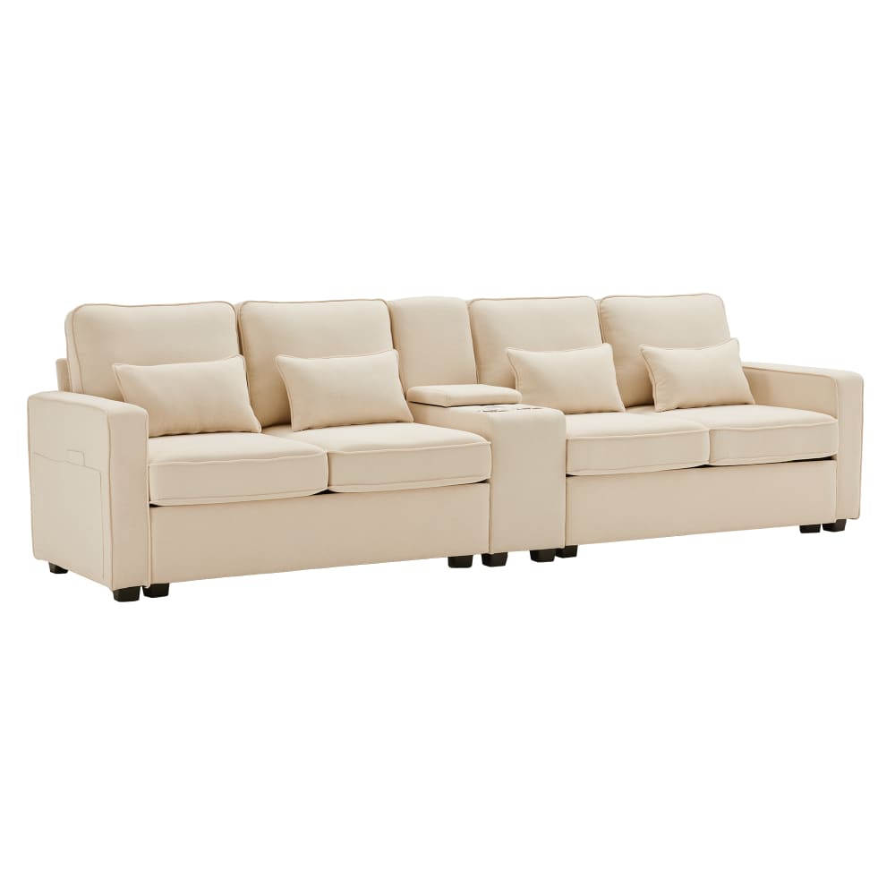 wohnli-moebel-suche-M26192446 Wohnli Möbelsuche - 4-Sitzer-Sofa in Leinenoptik beige mit Konsole