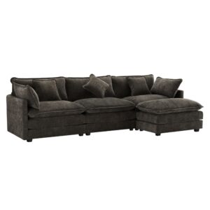 wohnli-moebel-suche-M26192452 Wohnli Möbelsuche - 3-Sitzer-Sofa aus Chenille dunkelgrau mit beweglichem Hocker