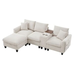 wohnli-moebel-suche-M26192454 Wohnli Möbelsuche - Modulares Ecksofa aus Cordstoff beige mit Konsole