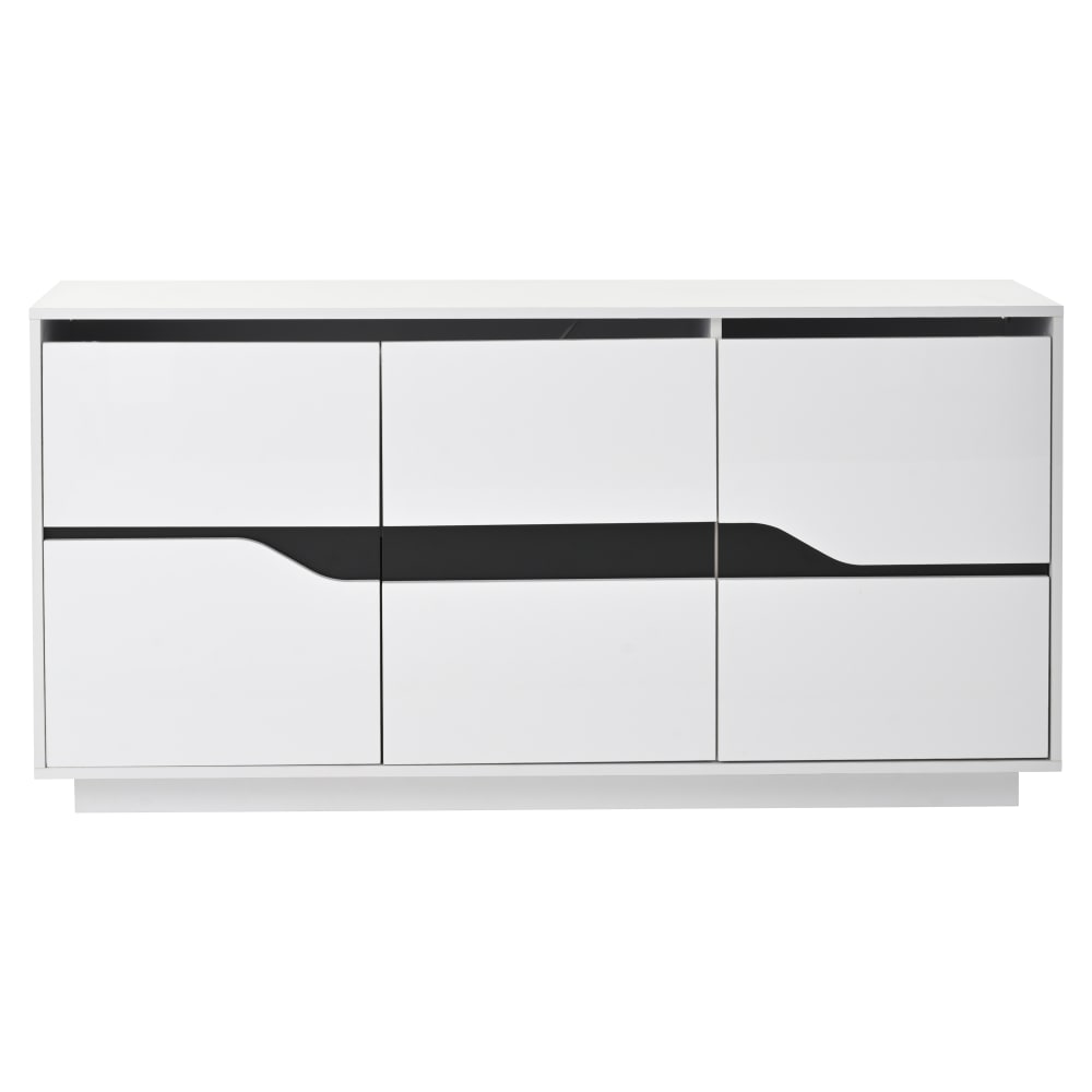 Wohnli Möbelsuche - Sideboard aus Spanplatte weiß und schwarz mit LED